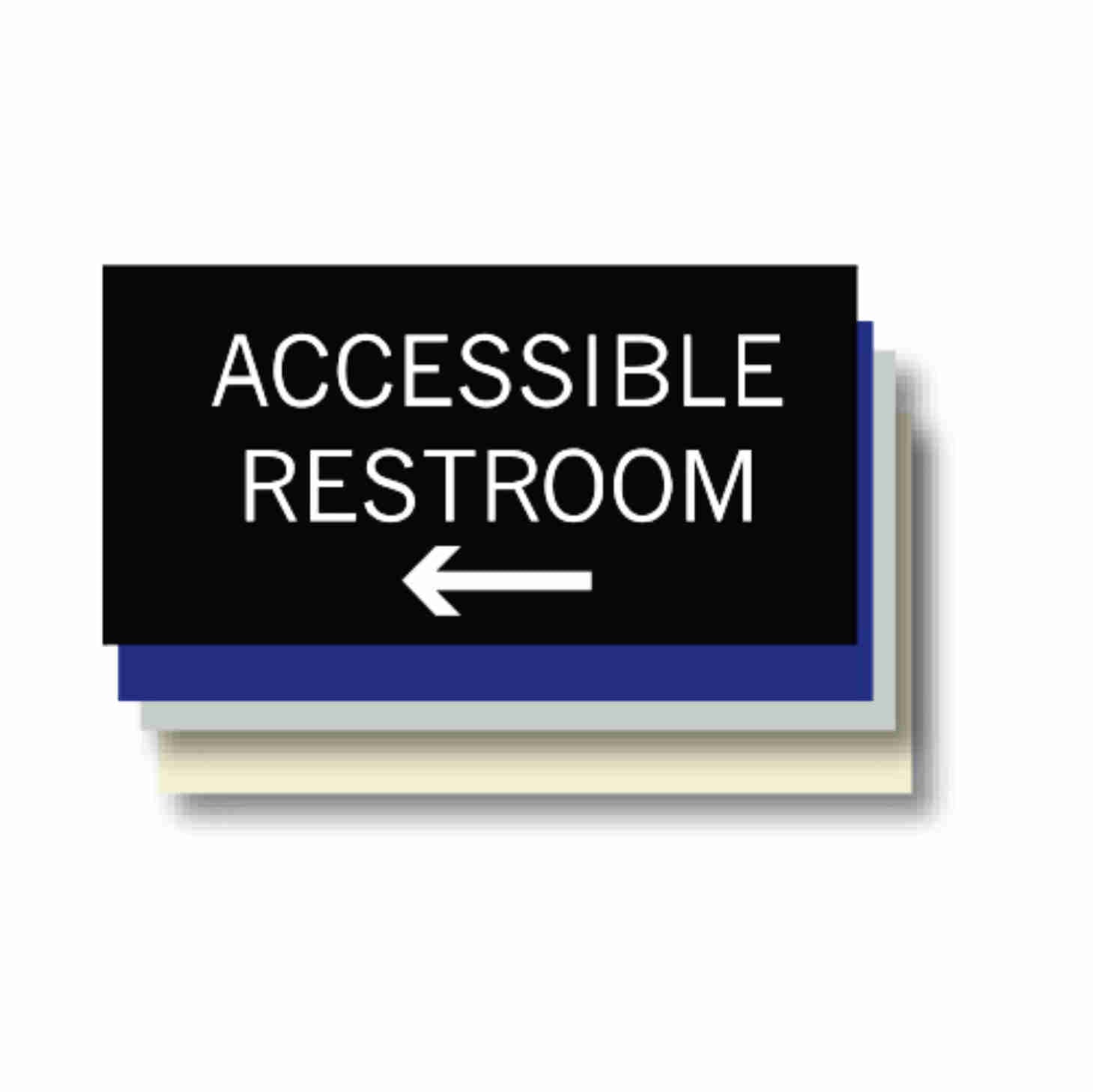 ADA braille ACCESSIBLE RESTROOM ARROW LEFT plaque 6"x3"