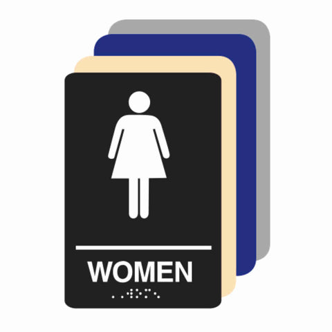 ADA Braille WOMEN RESTROOM sign 6"x9"