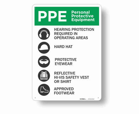 Safety Instructions PPE hearing, hard hat, eyewear, vest, footwear