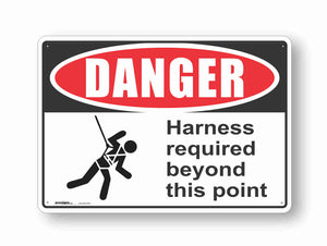 Danger harness required beyond this point
